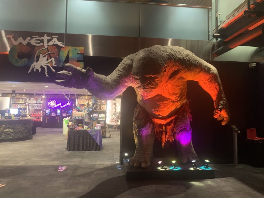 Giant troll stands outside the entrance to the Weta Unleashed workshop in Auckland
