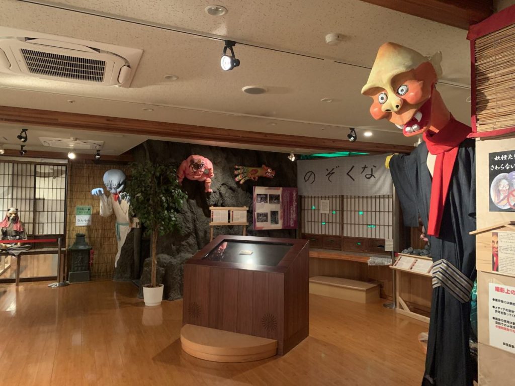 Models of yokai monsters on display at the Oboke Yokai Yoshiki Museum